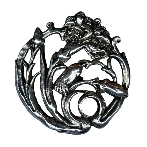 925 silber jugendstil knopf - silber,